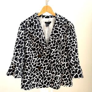 SANDRO SPORTSWEAR Giraffe Print Blazer Jacket Black White Size L